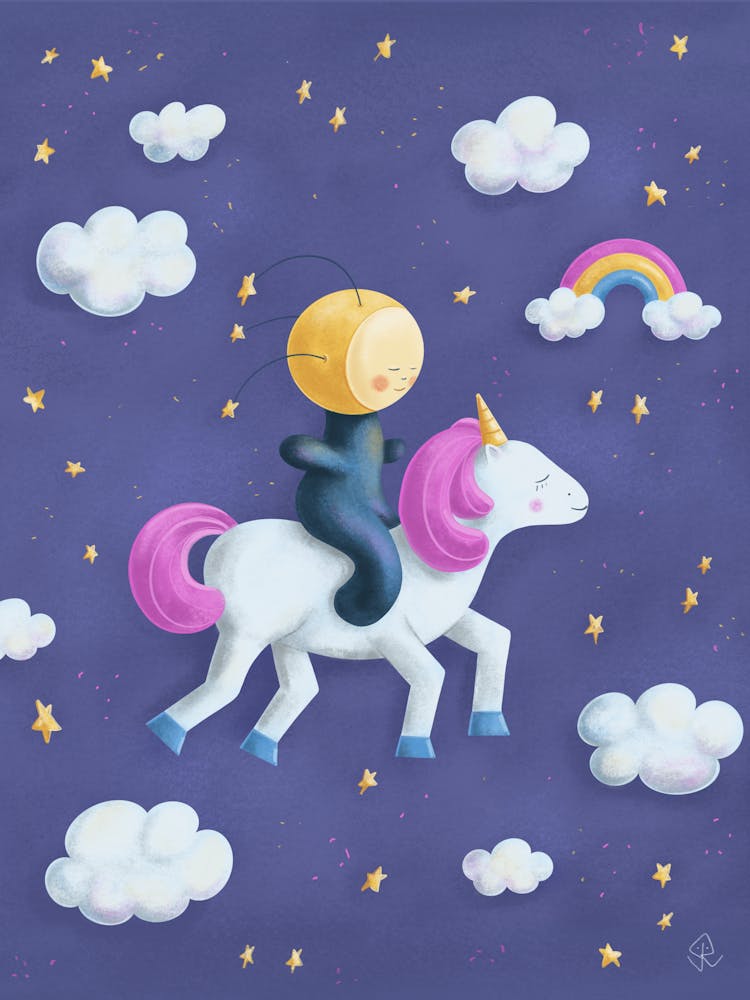 Narrenmond auf einem Einhorn