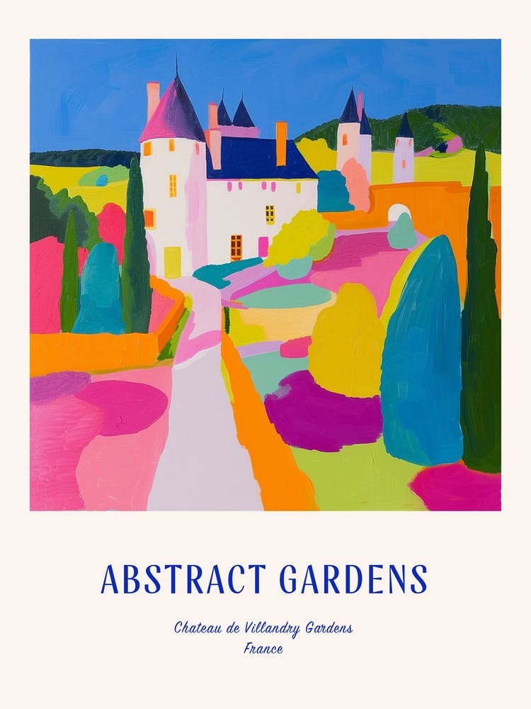 Colourful Gardens Chateau De Villandry Gardens France 2 Blue Poster