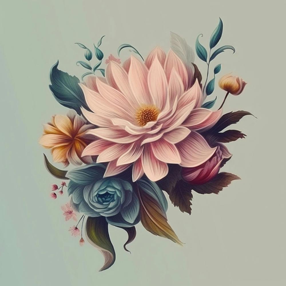 Pastellrosa Blumen-Illustrationsgemälde