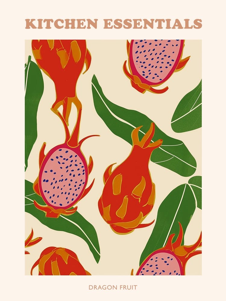 Drachenfrucht-Muster Illustration Poster 3