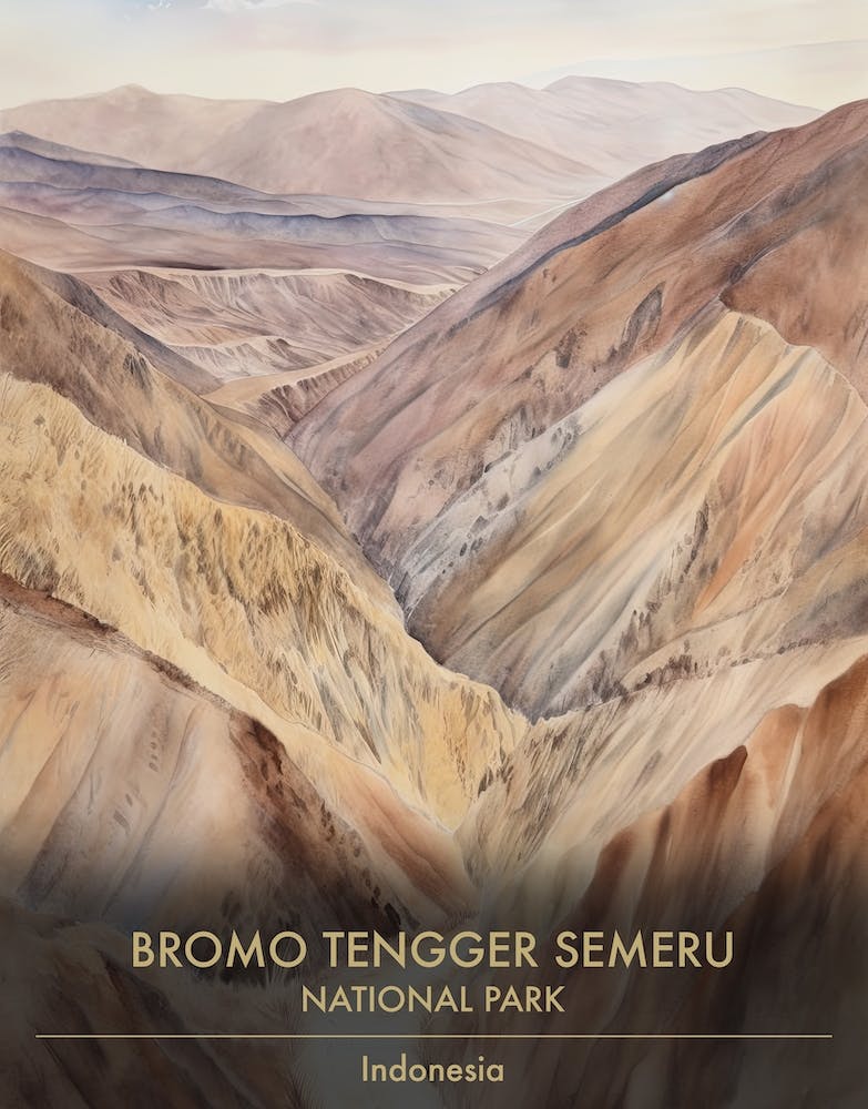 Bromo Tengger Semeru Nationalpark Indonesien Aquarell 4