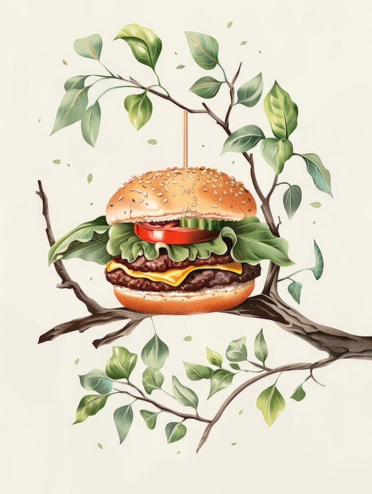 Burger On A Tree Branch 1