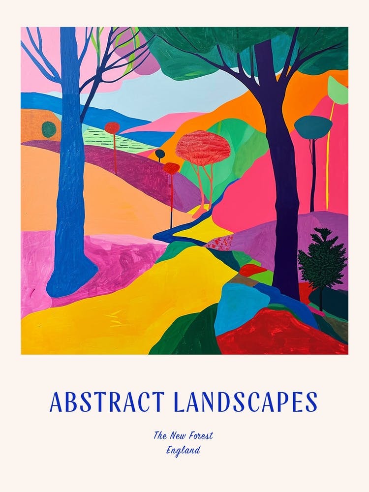Colourful Abstract The New Forest England 2 Poster Blue