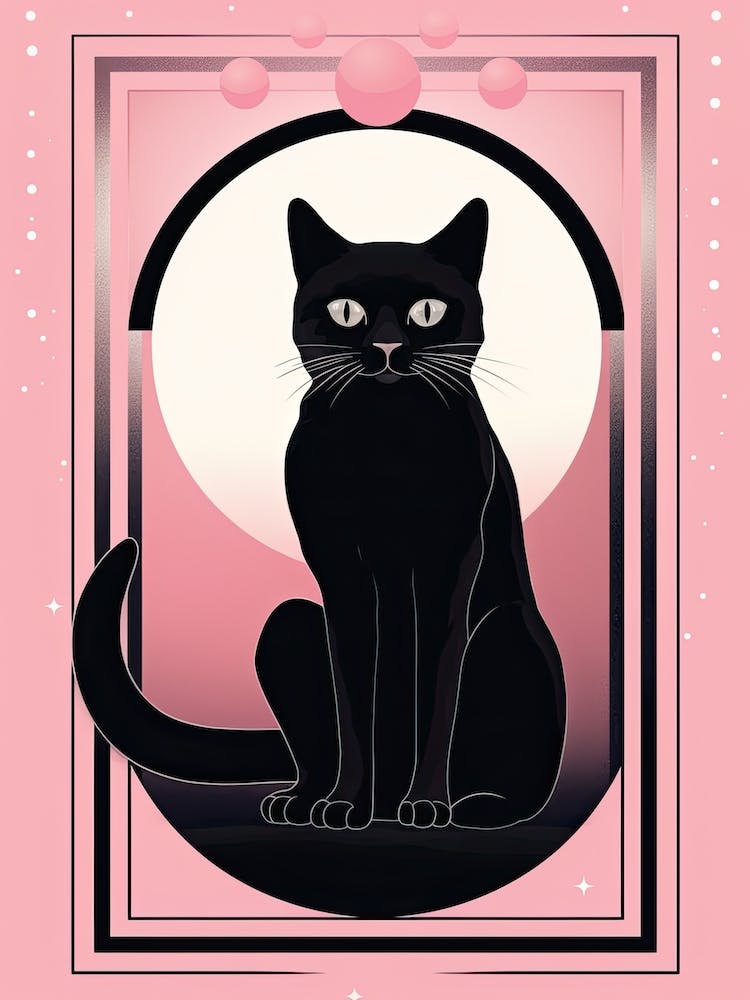 The Temperance Tarot Card, Black Cat In Pink 3
