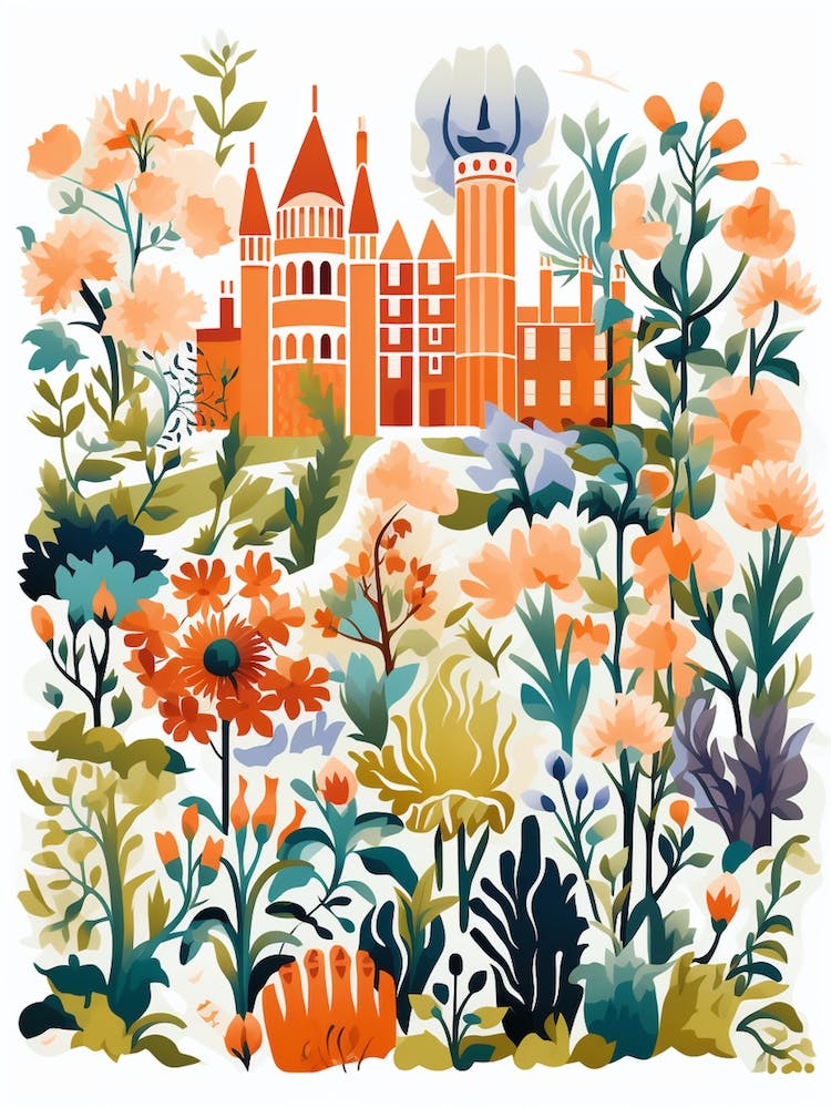 Sissinghurst Castle Garden Uk Modern Illustration 1