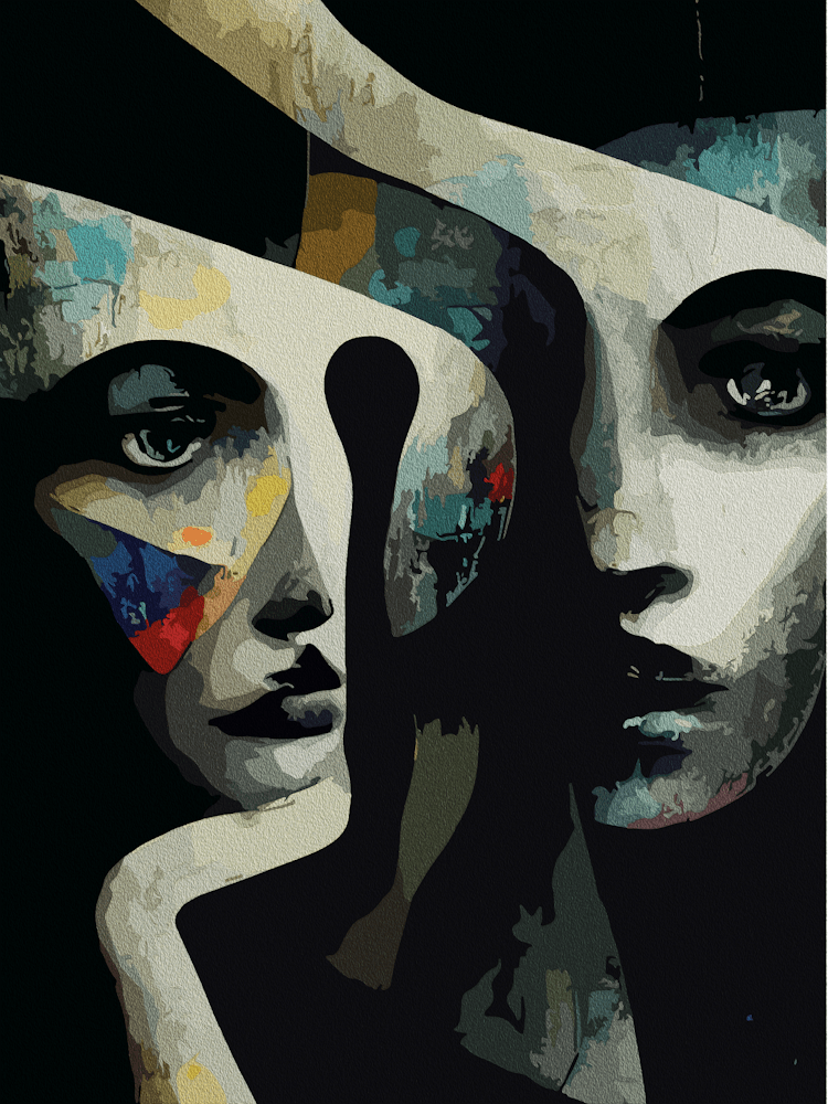 Surreal Abstract Intertwined Faces