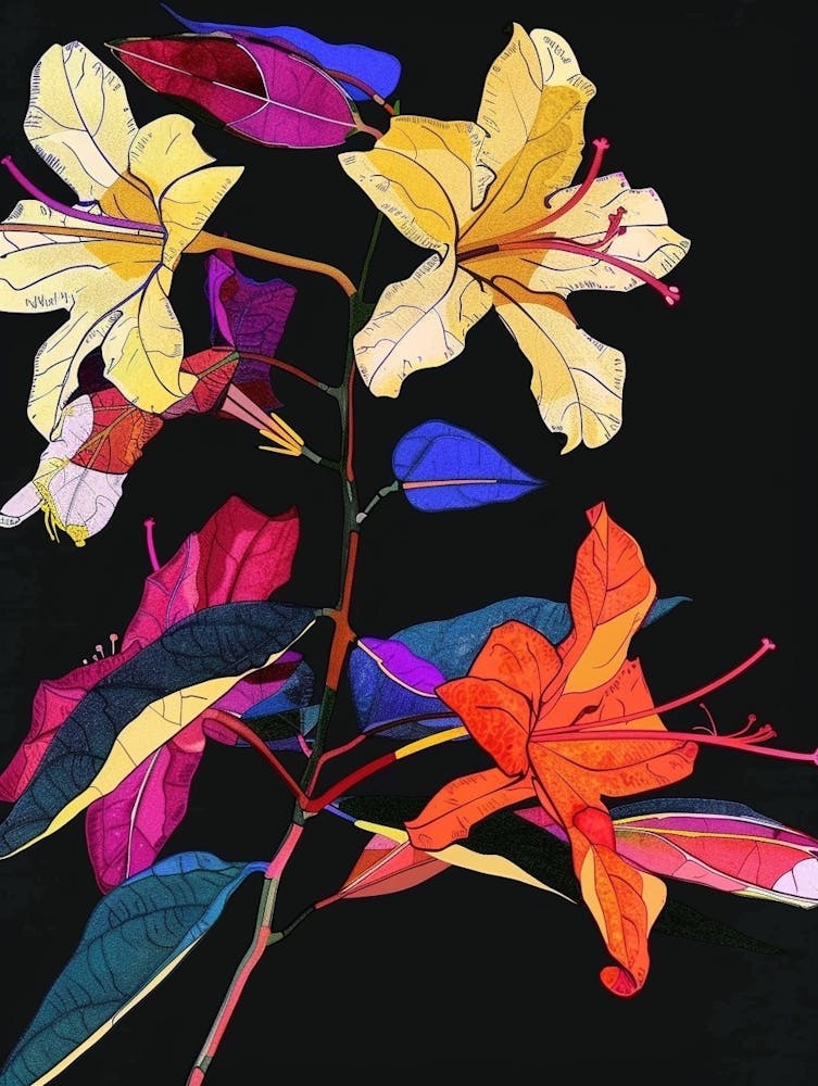 Neon Flowers On Black Bougainvillea 2