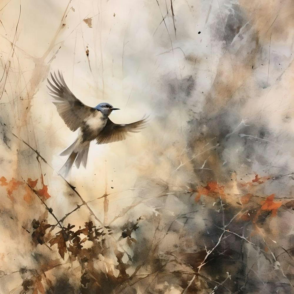 Bird In Flight Watercolour & Ink