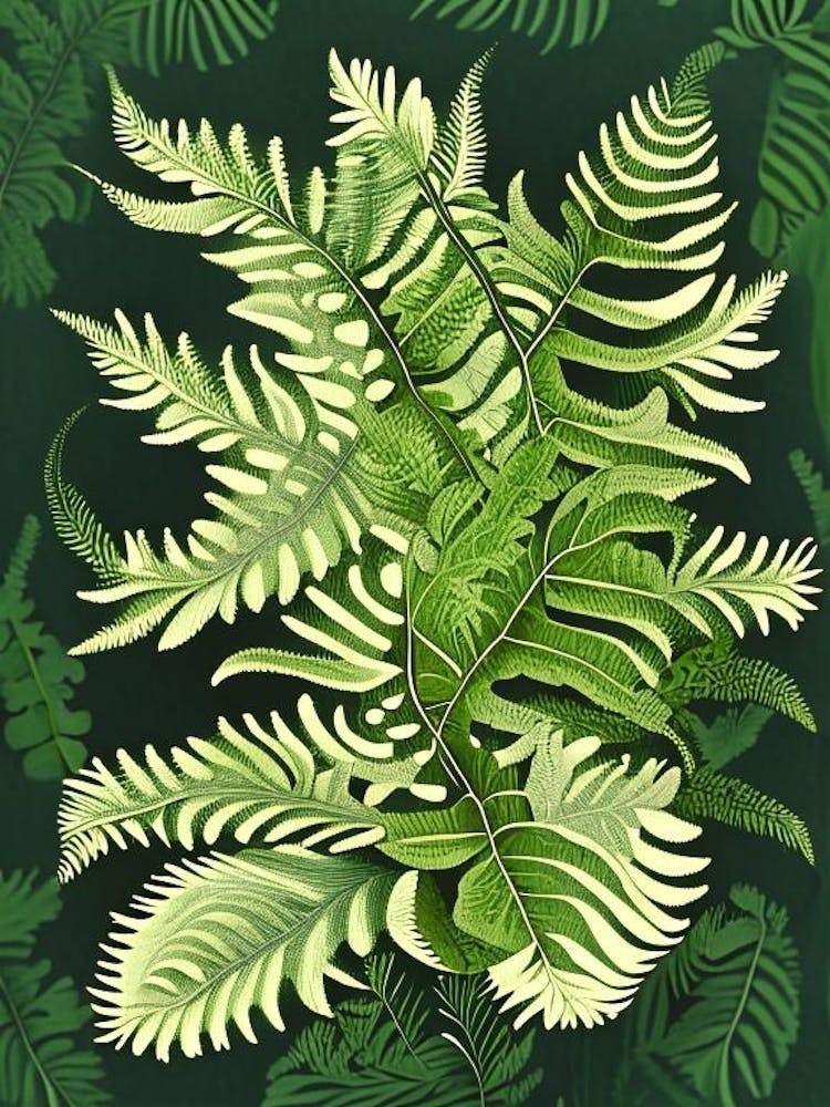 Japanese Painted Fern 2 Vintage Botanical Poster