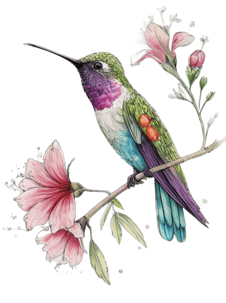 Hummingbird Watercolor Art Design