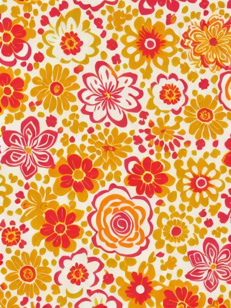 Inca Lily Floral Print Warm Tones 1 Flower