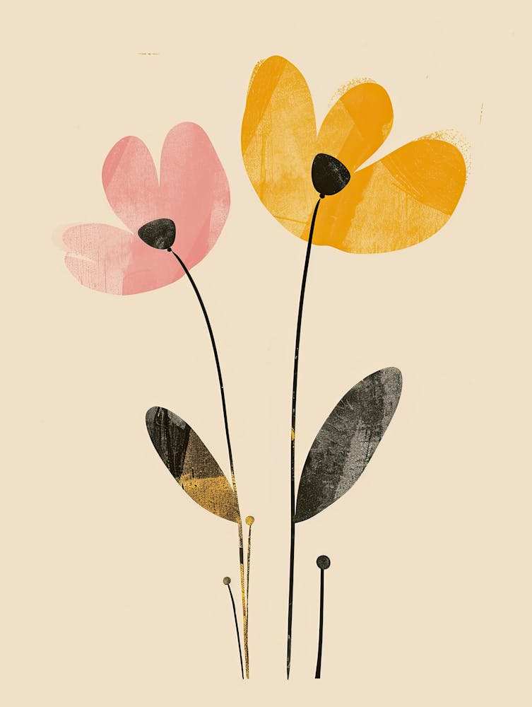 Flowers On A Beige Background
