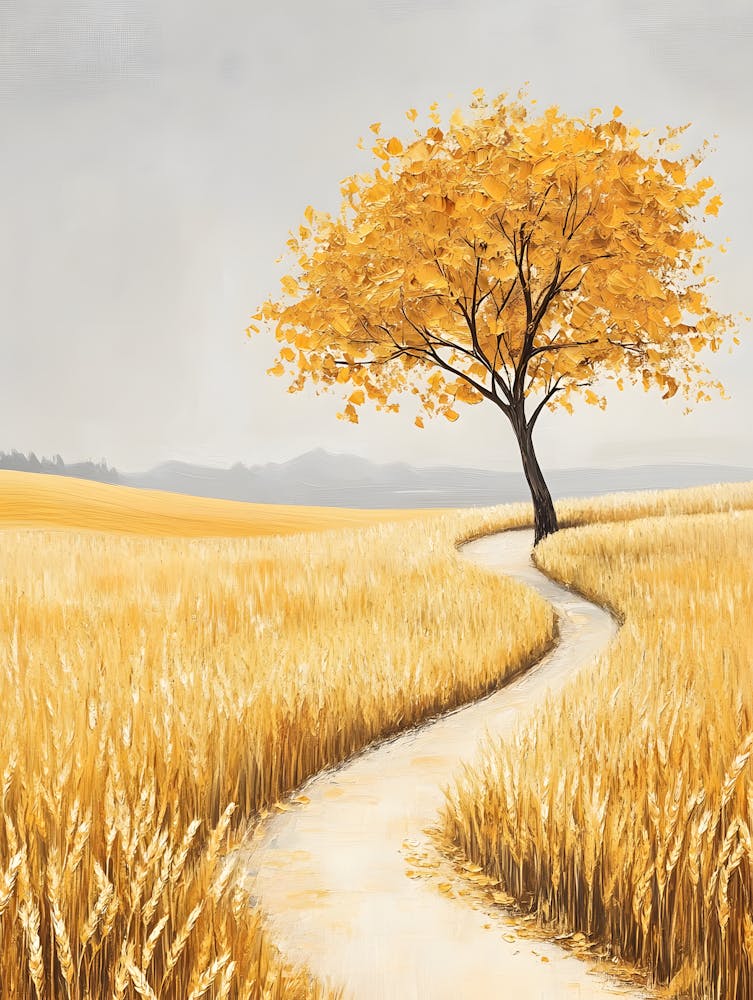 Lone Tree In A Wheat Field