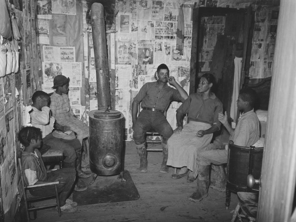 Untitled Photo, Possibly Related To Southeast Missouri Farms, Children Sitting In Living Room Of Shack Home