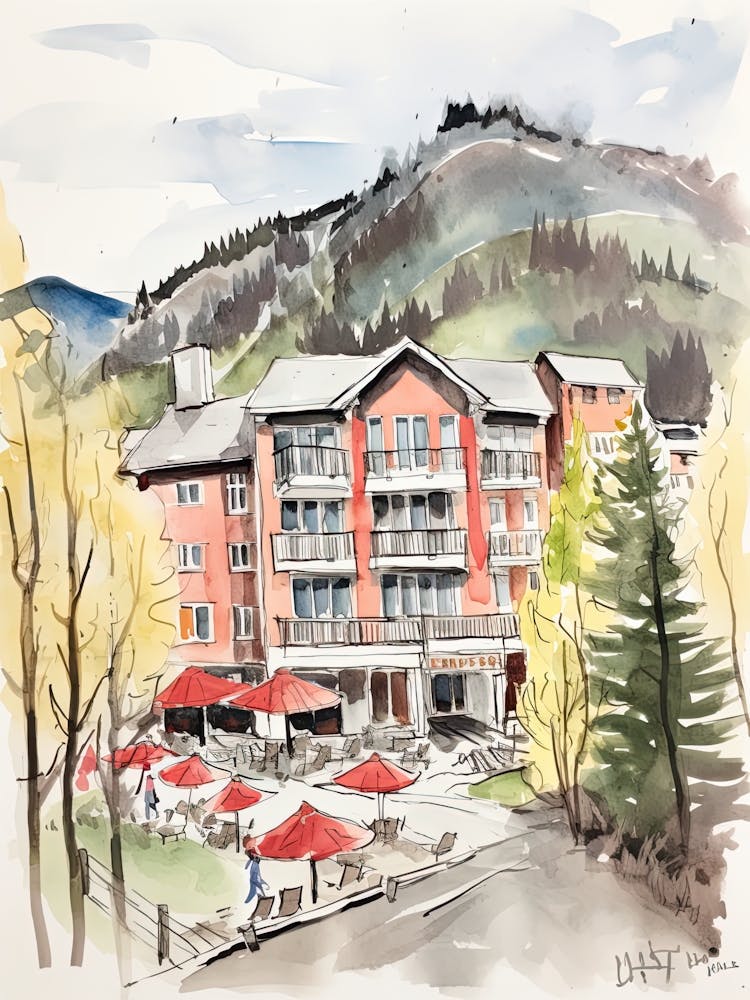 Little Nell Hotel Aspen, Colorado Illustration de conte de fées de complexe hôtelier 3