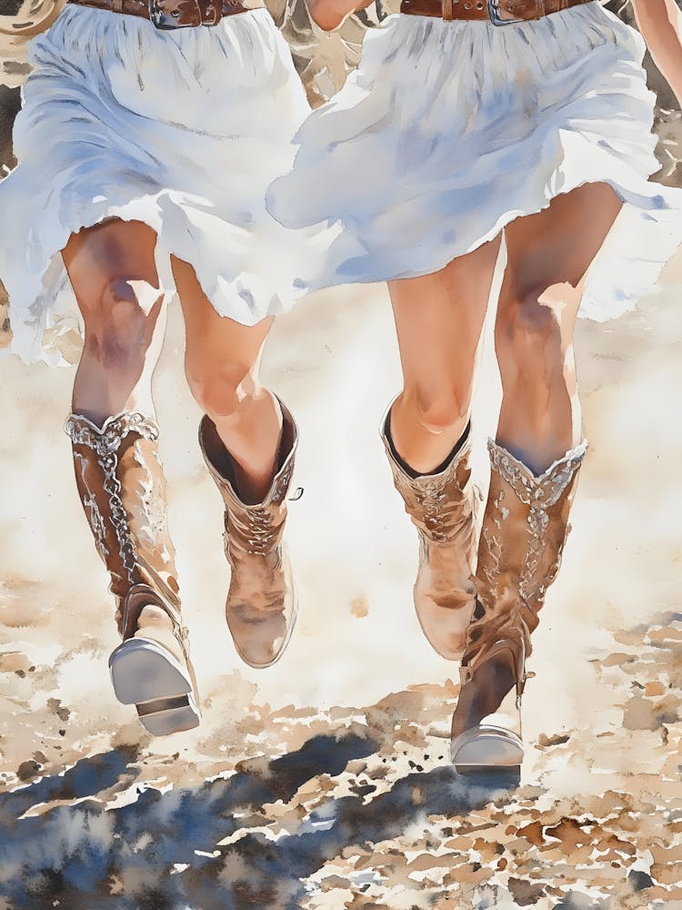 Two Cowgirls Running