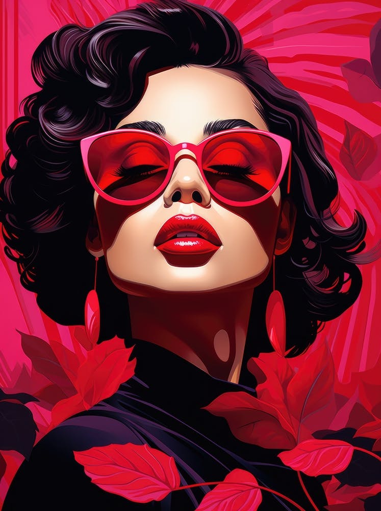 Fille Aux Lunettes De Soleil Rouges