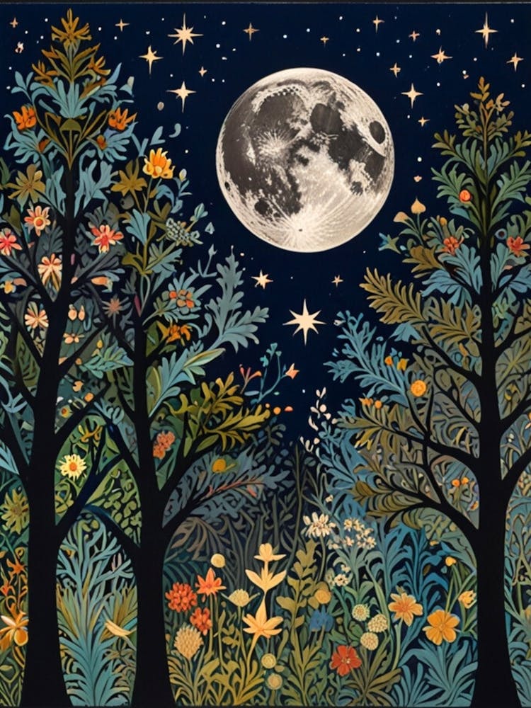 WILLIAM MORRIS Moonlight In The Forest 3