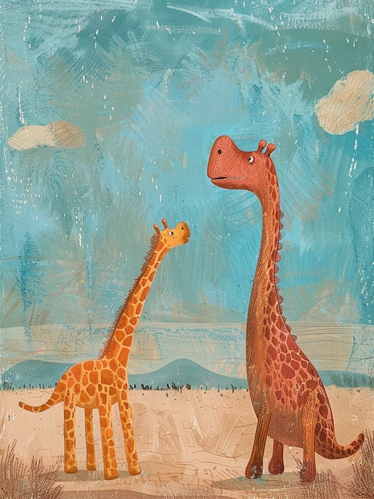 Dinosaur & Giraffe Storybook Painting 1