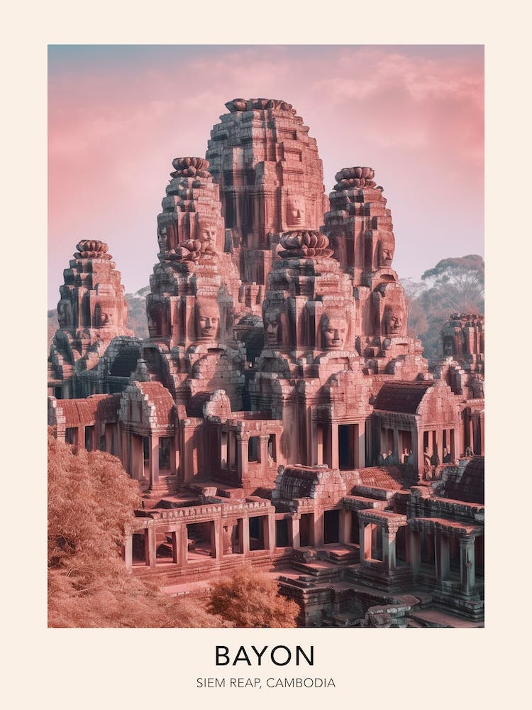 The Bayon Siem Reap Cambodia Travel Poster