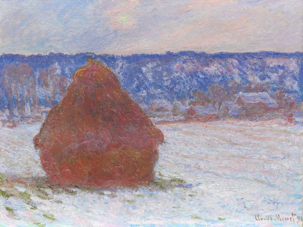 Stack Of Wheat, Snow Effect, Overcast Day (1890–1891), Claude Monet