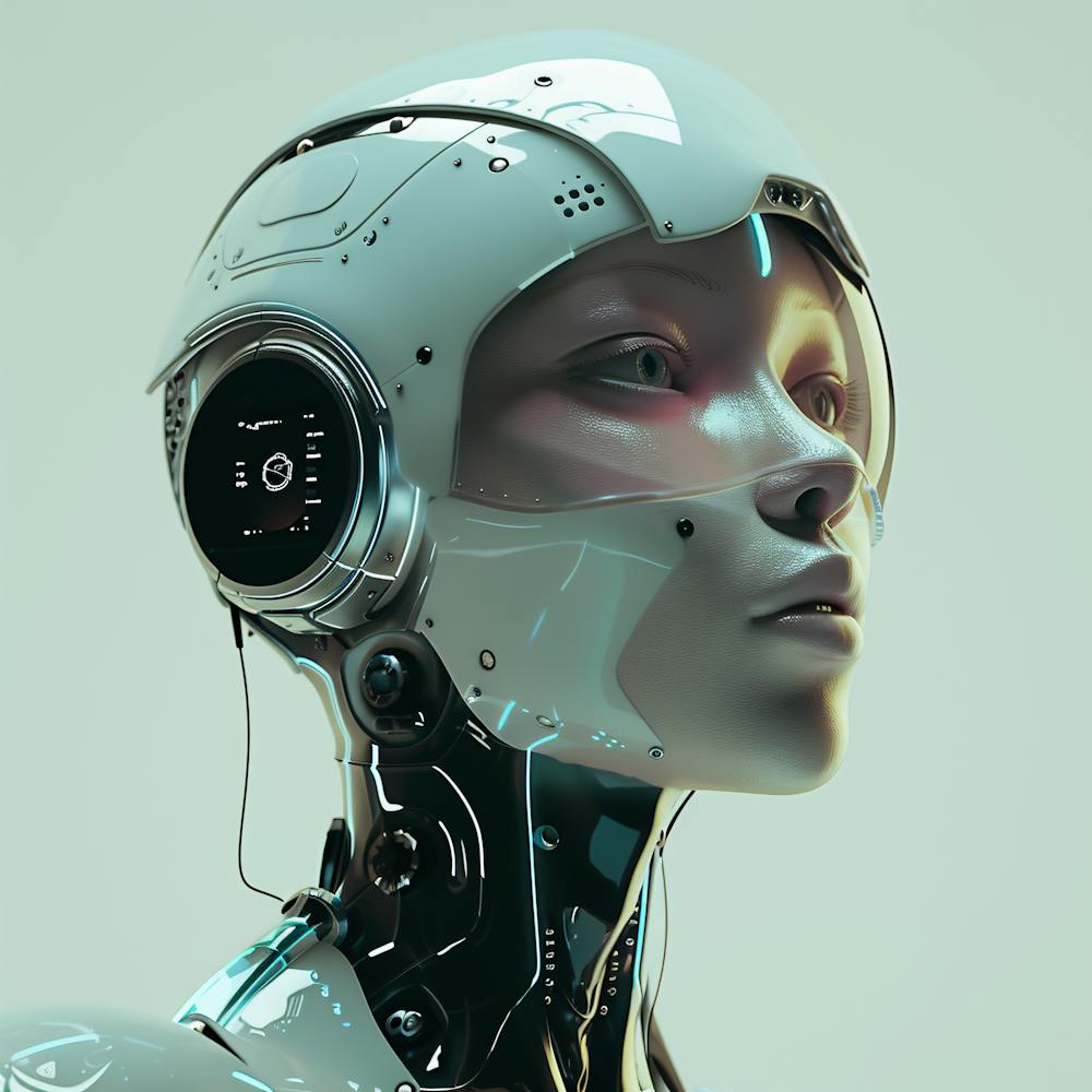 Robot - Artificial Intelligence Futuristic Woman Robot Head
