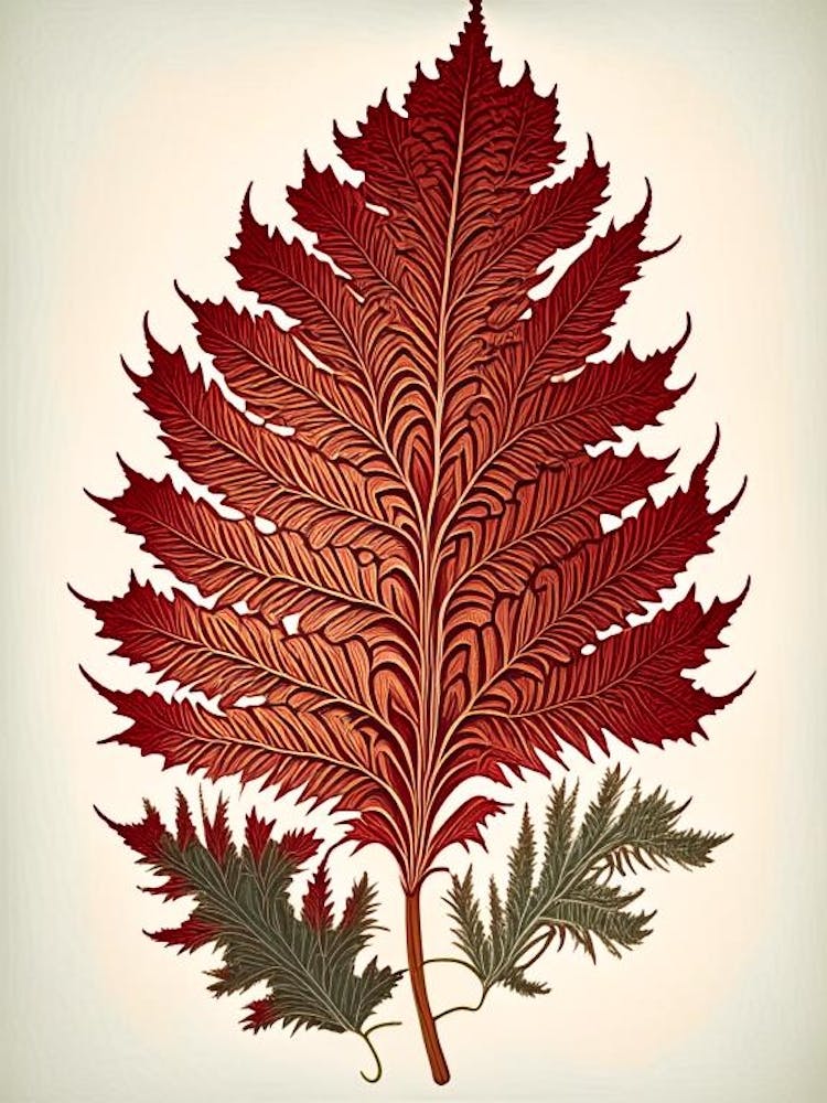 Western Red Cedar Leaf Vintage Botanical