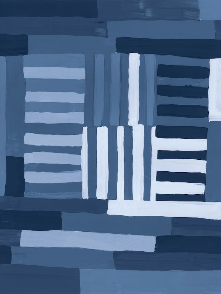 Painted Color Block Grid In Blue