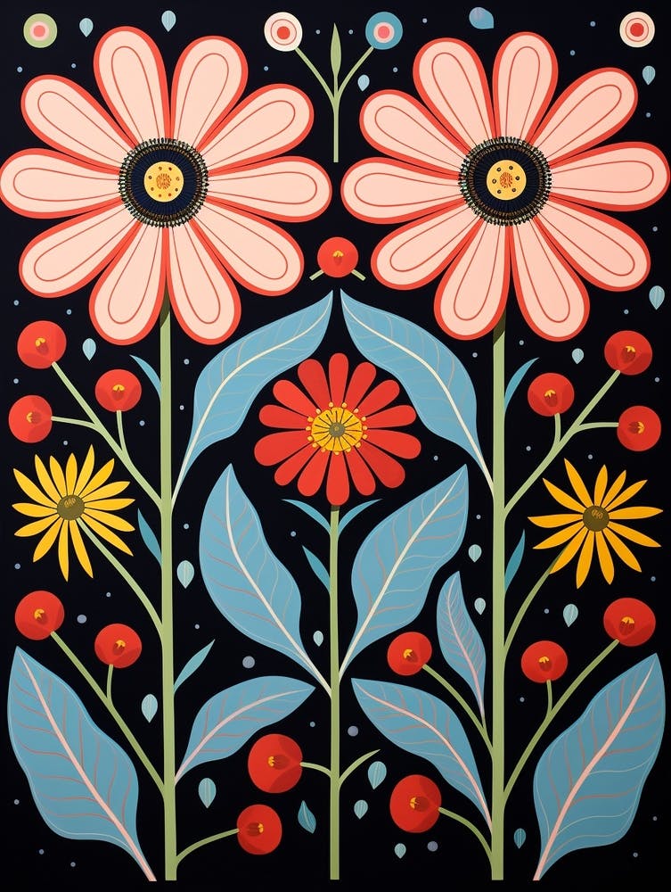 Flower Motif Painting Cosmos 2
