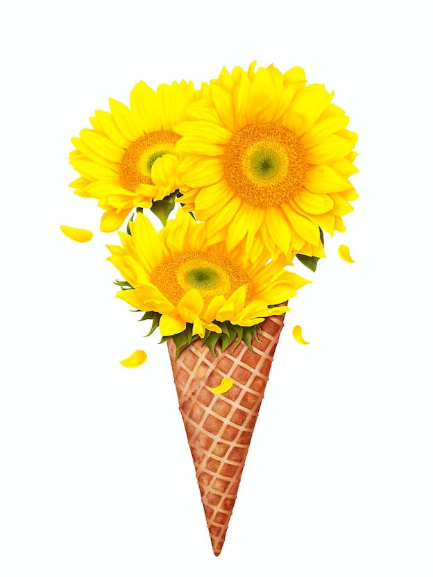 Ice Cream With Sunflowers