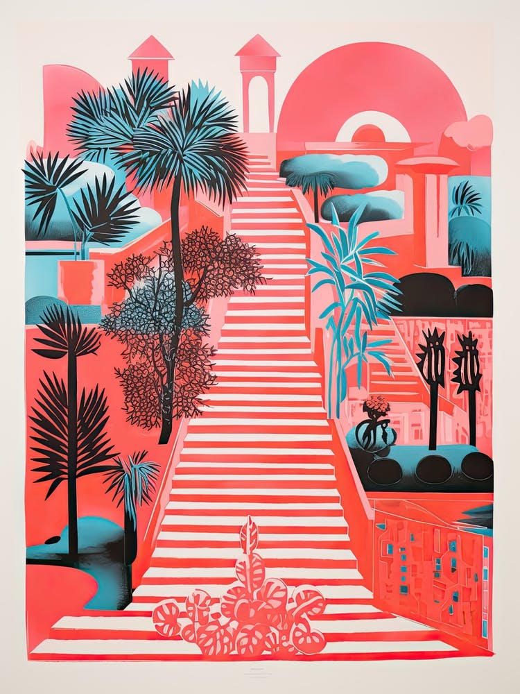Shalimar Bagh Gardens Abstract Riso Style 4