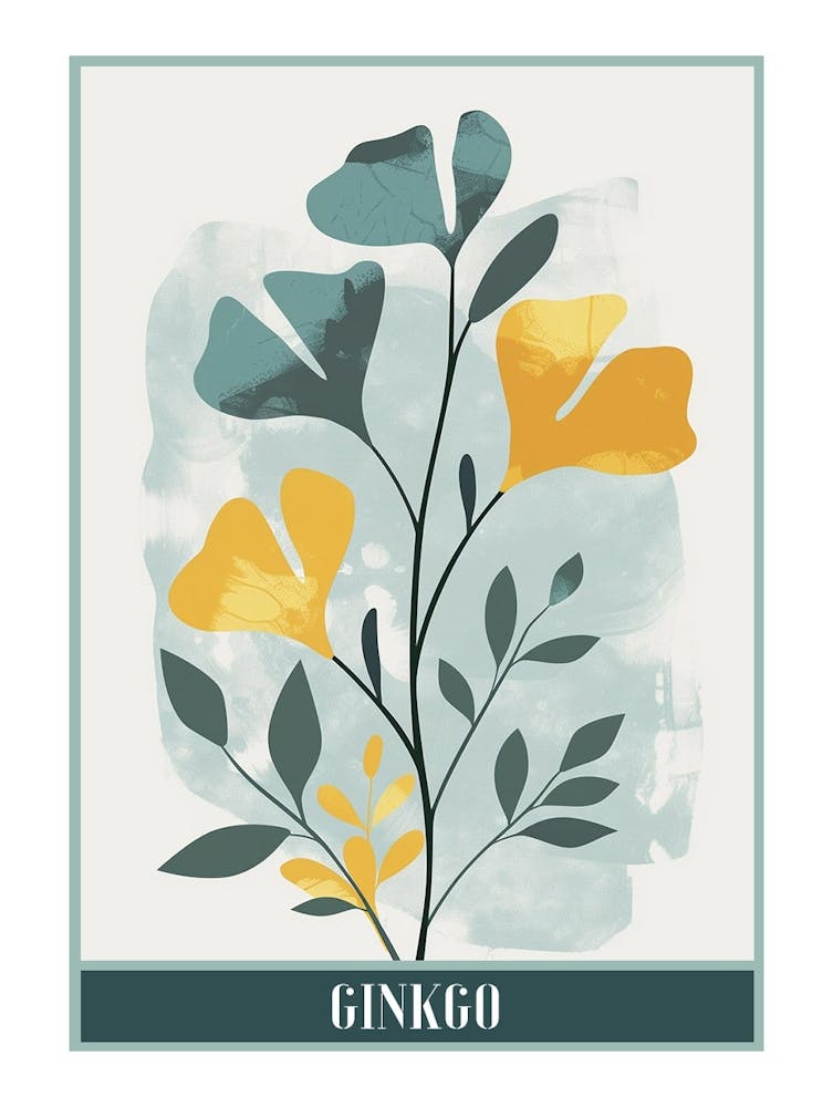 Ginkgo Tree Flat Illustration 3 Poster