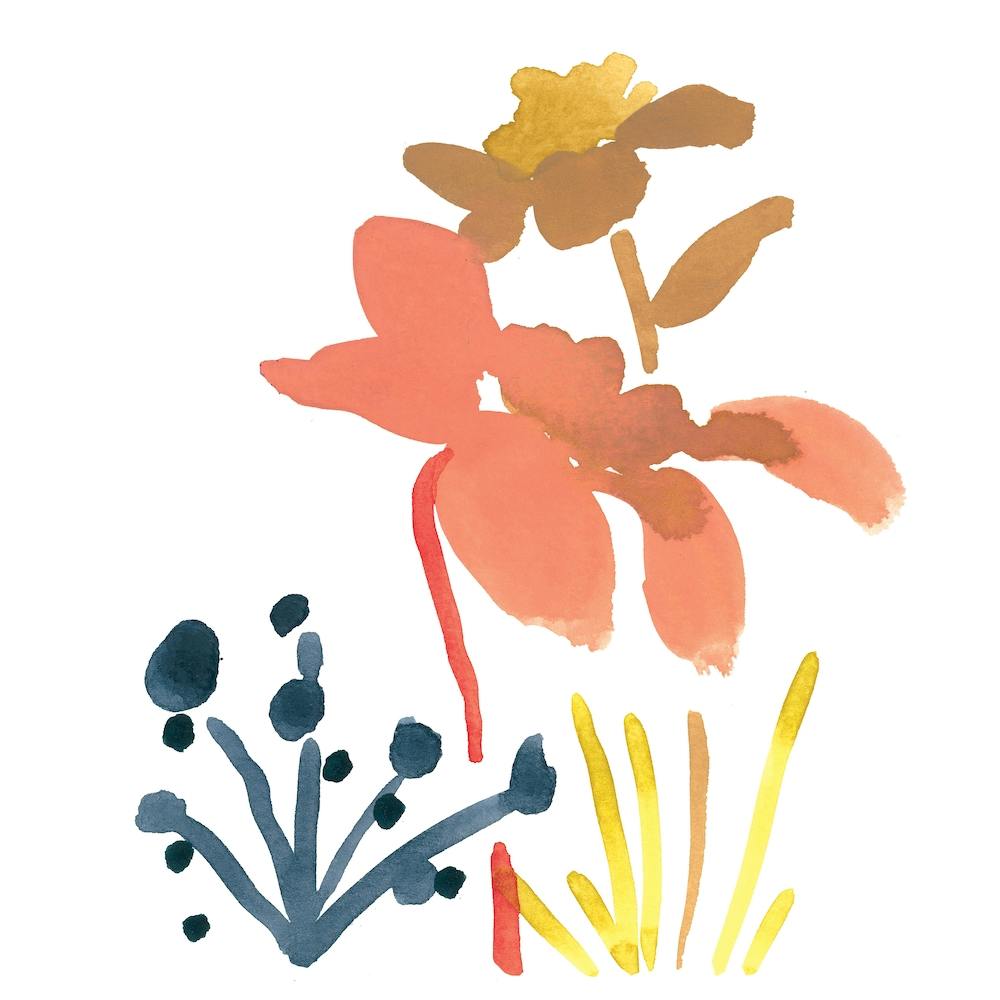 Botanical Watercolors 1 Square