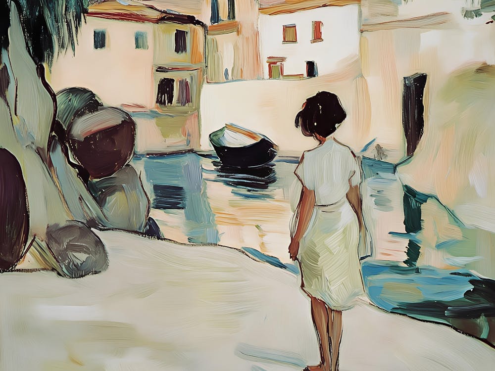 Woman Walking By A River