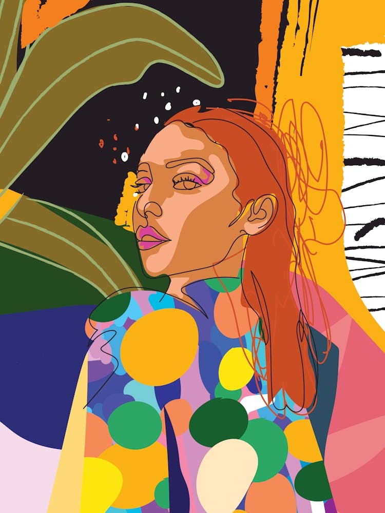 Woman In A Colorful Dress
