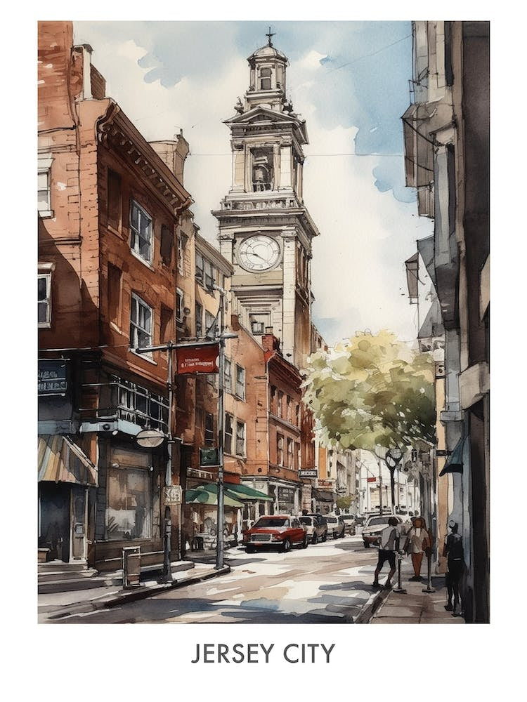 Jersey City Watercolor 2travel Poster