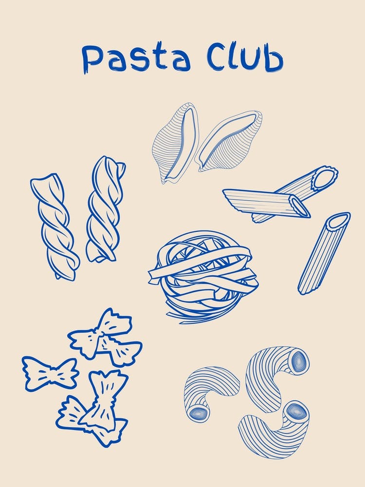 Pasta Club Poster Blue