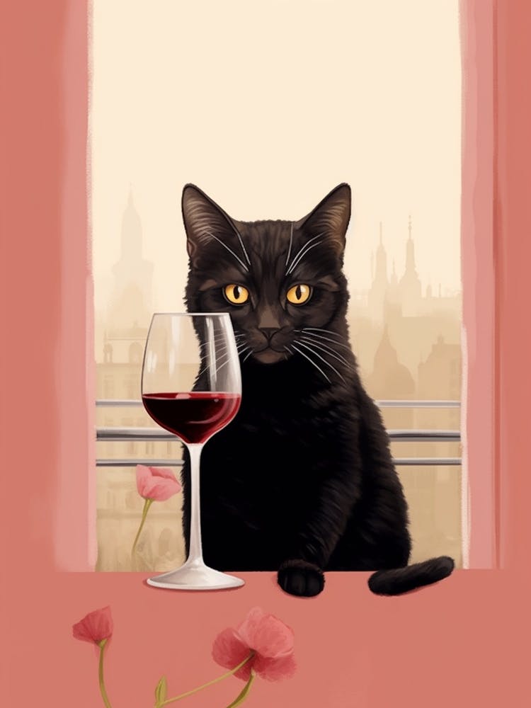 Wine For One Cat Drinking Wine 0