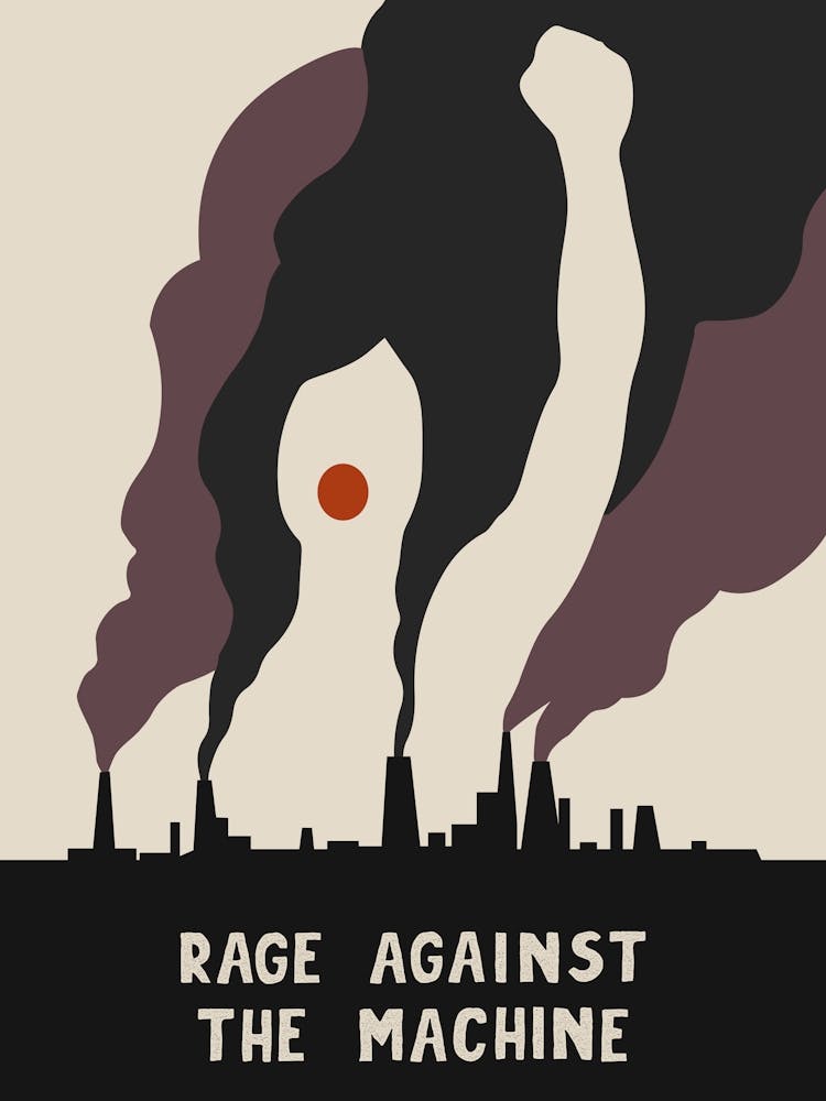 Affiche Musicale Rage Against The Machine Affiche d'Album Alternative Affiche Militant Environnemental et Climatique Impression Paroles de Chanson Art Mural Funky 1