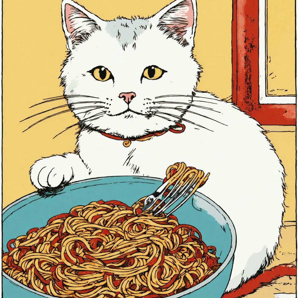Cat With Spaghetti