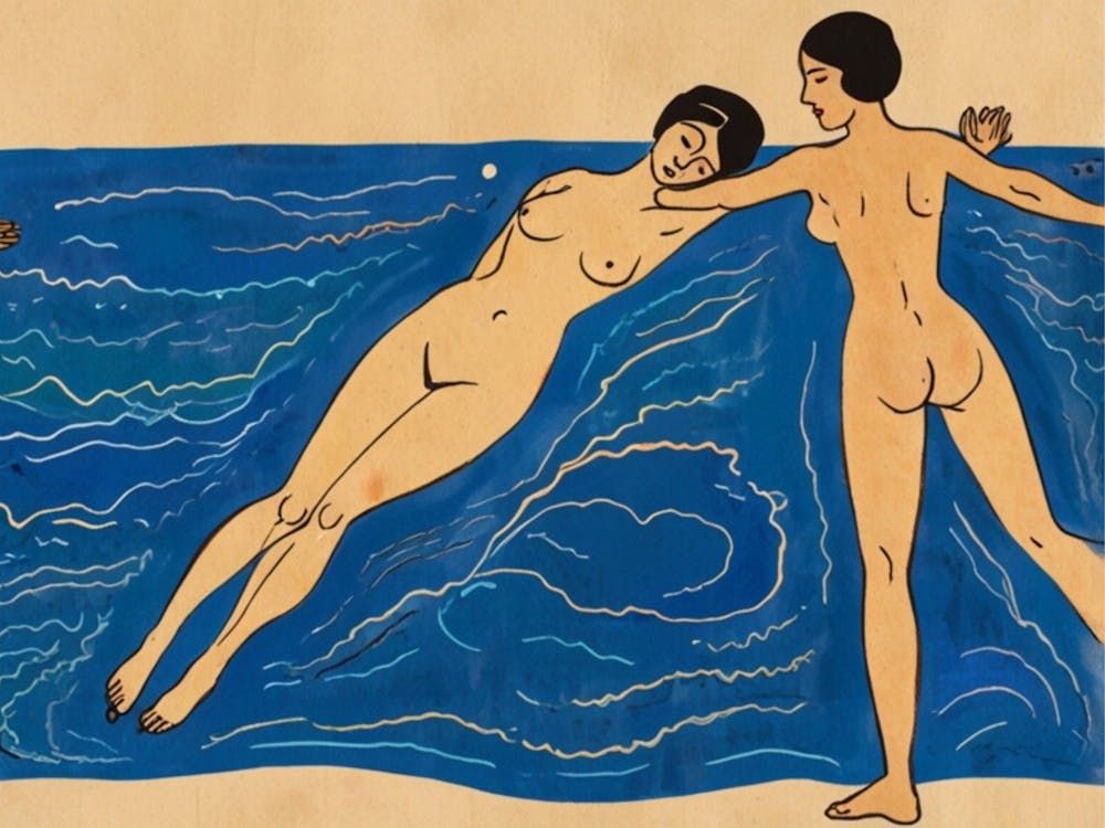 Two Nude Women In The Water