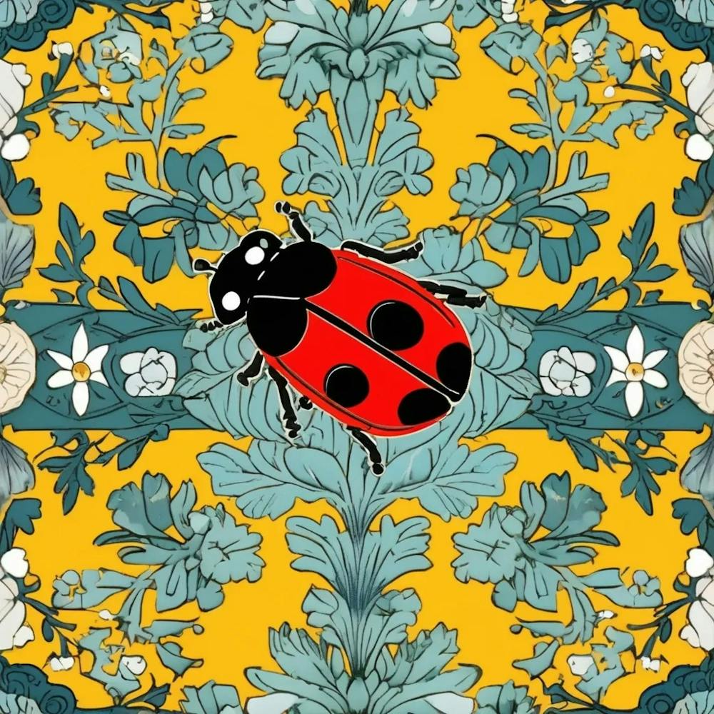 william morris insect Ladybug On A Damask