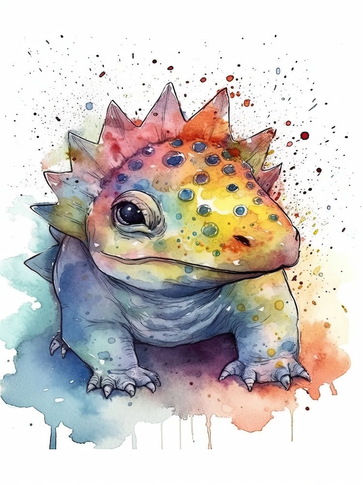Ankylosaurus Cute Dinosaur Watercolour 2