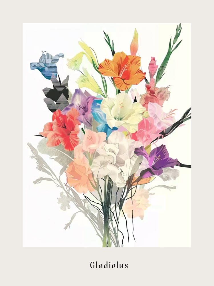 Gladiolus 1 Collage Flower Bouquet Poster