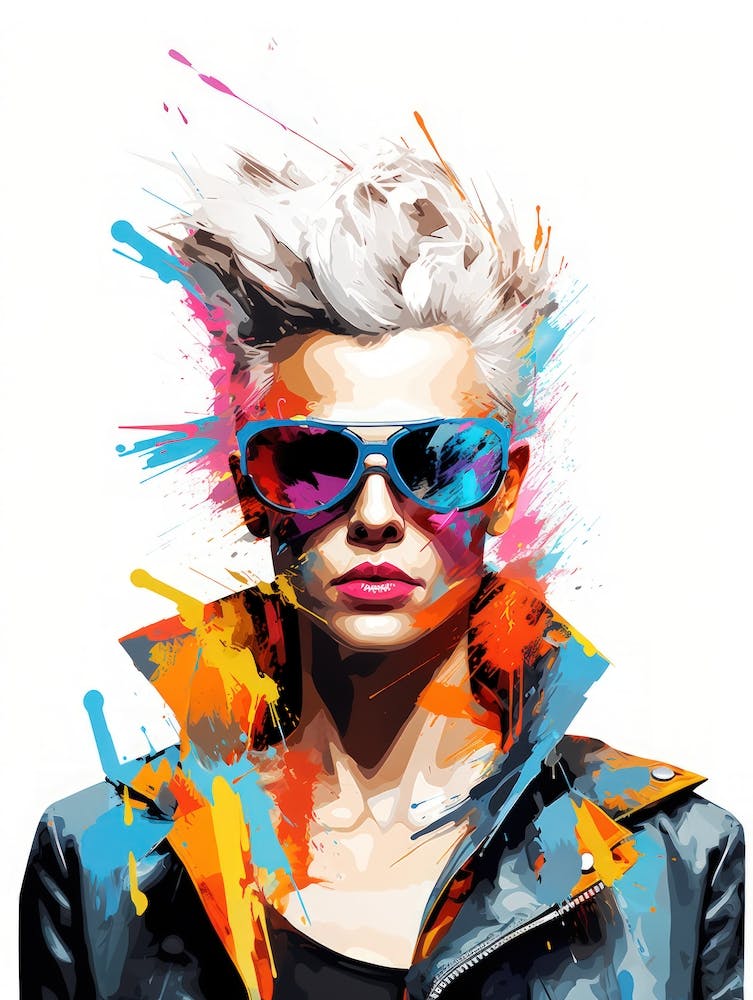 Girl With Colorful Hair And Sunglasses