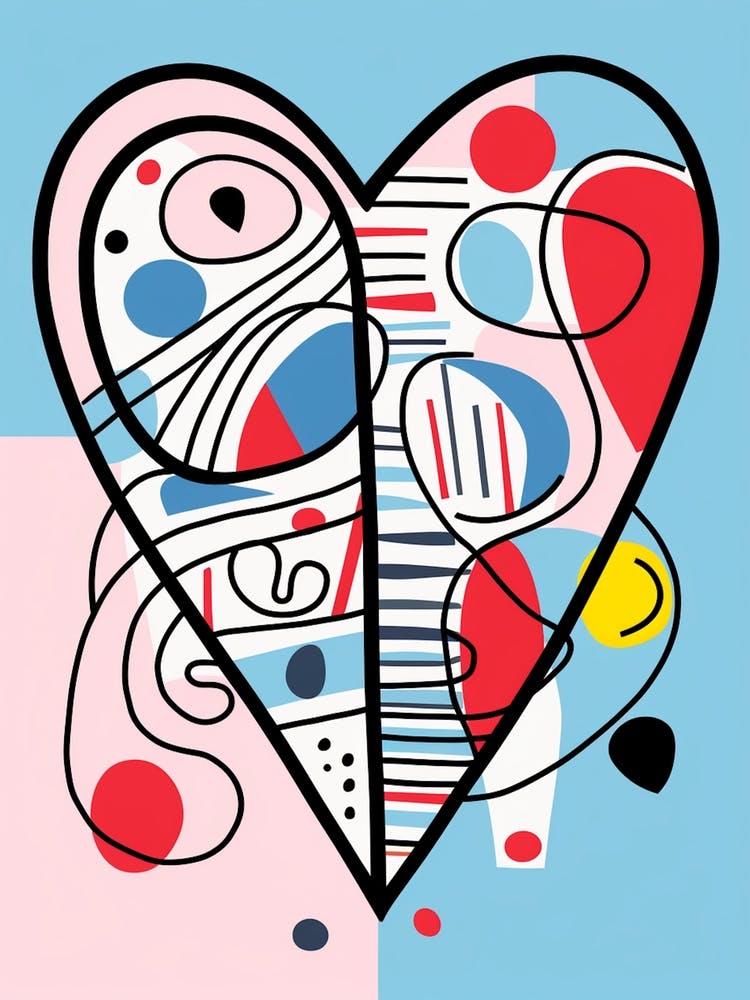 Pastellrosa & Blau Geometrisches Herz