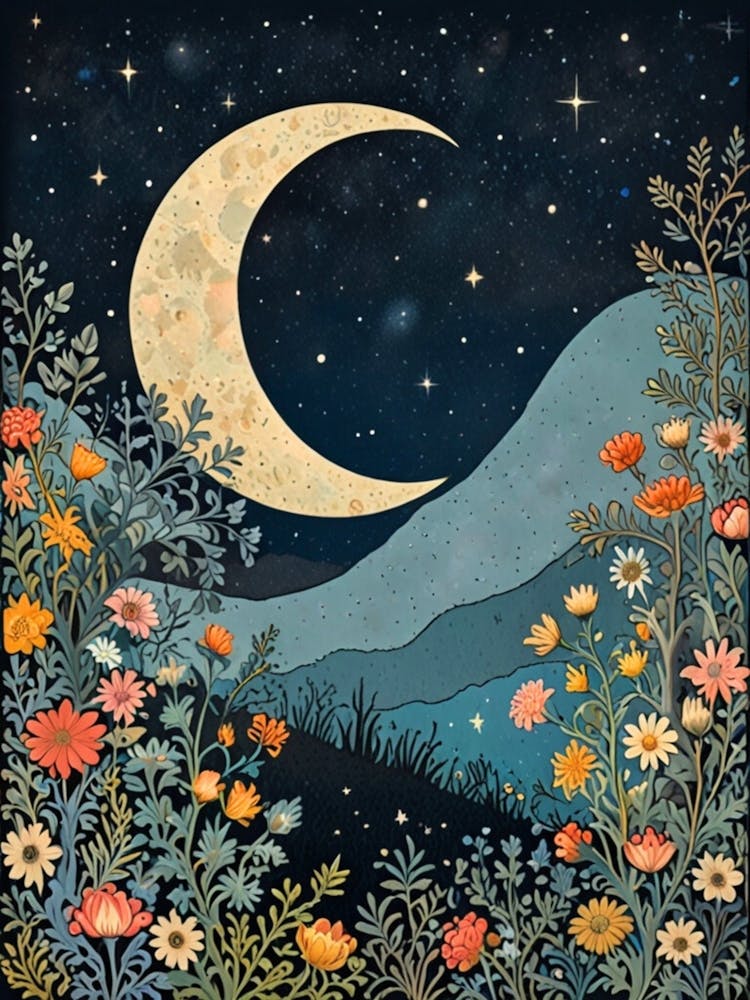 William Morris Moon And Flowers 57