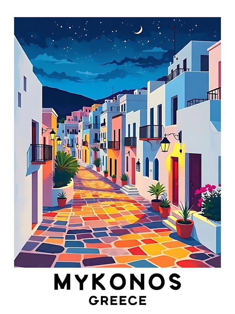 Mykonos - Greece Vintage Travel Poster 14