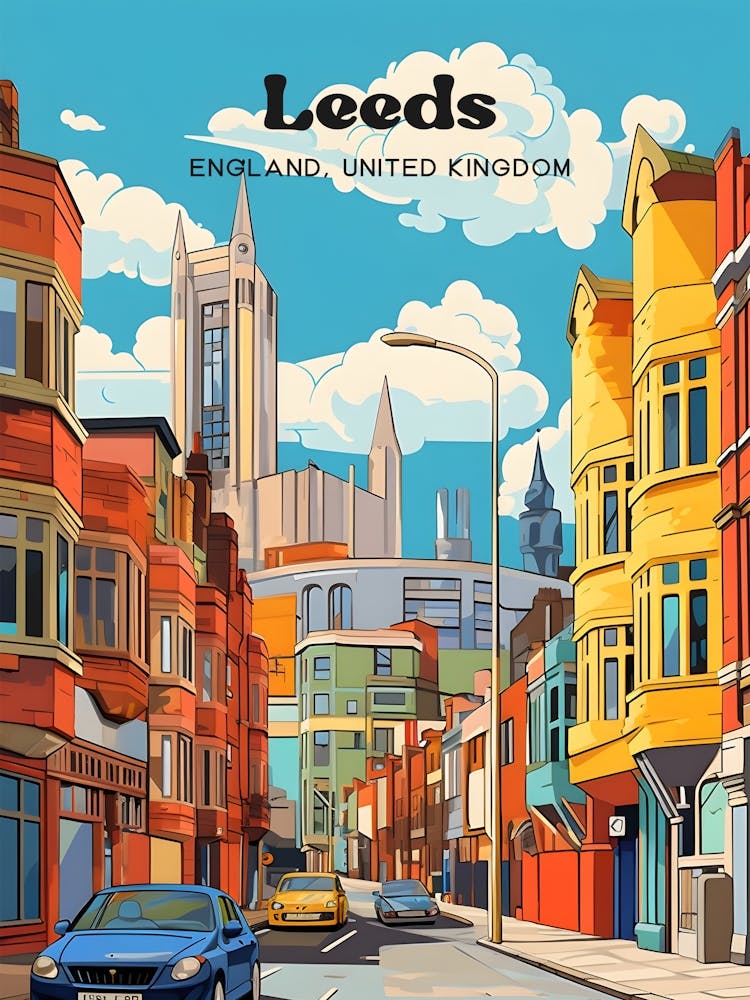 Leeds England Summer Modern Travel Art