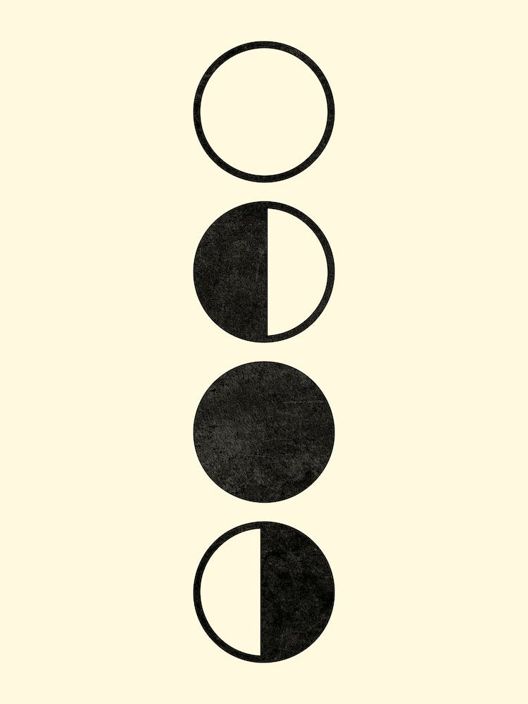 Minimal Moon Phases In Beige